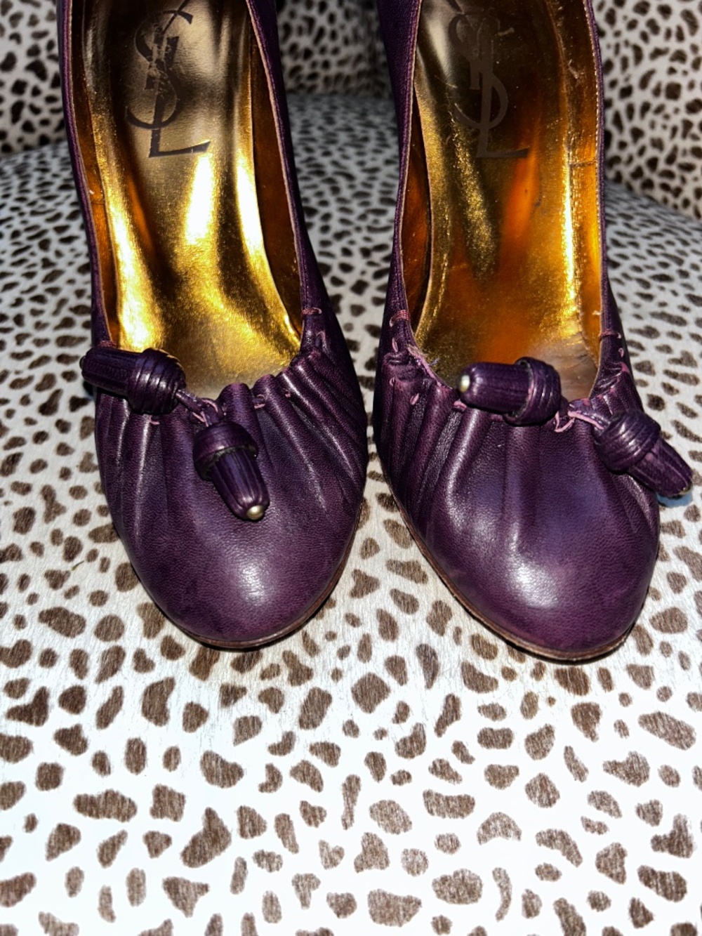 YSL Yves saint Laurent purple women's leather pump shoes 7 1/2 - Picture 3 of 6
